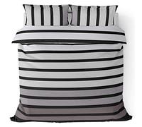 Soho Black Stripe Duvet Cover Quilt Bedding Set, 3pieces, Black White Grey, Double Size by Rapport