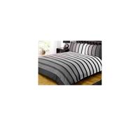 Soho Black Stripe Duvet Cover Quilt Bedding Set, Black White Grey, Double Size by Rapport