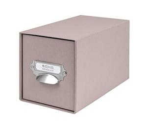 SOHO CD Storage Box with Metal Index Holder - Taupe