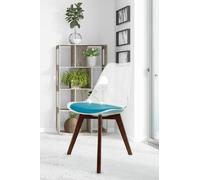Soho Clear Plastic Dining Chair with Squared Dark Wood Legs Fusion Living Teal One Size