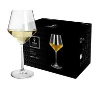Argon Tableware Soho Crystal White Wine Glasses 460ml - Pack of 24, Lead-Free Crystal Wine Glass Set, Large Angular Tulip Bowl, Durable Pulled Stem, Gift Boxed Glassware for Home & Bar