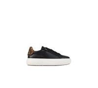 Soho Donna in smooth black leather and heel in spotted pony hair - female - Alexander Smith - Sneakers - Black - 4 UK - Shoes 4 UK