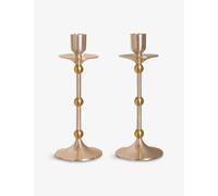 Soho Home Soho Home Cilia Set Of Two Metal Candlesticks 25cm Chrome Silver