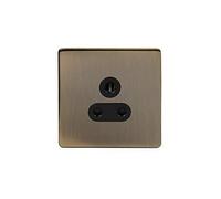 Soho Lighting 5 Amp Antique Brass Plug Socket Black Ins Unswitched Screwless
