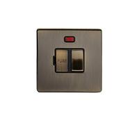 Soho Lighting Antique Brass Fused Connection Unit Switched with Neon 13A DP Blk Ins Screwless