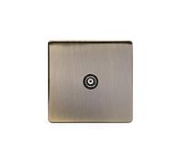 Soho Lighting Antique Brass TV Coaxial Socket Black Ins Screwless