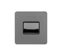 Soho Lighting Black Nickel Flat Plate 10A 1 Gang 1 Way 3-Pole Fan Isolator Switch Blk Ins Screwless