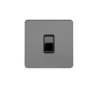 Soho Lighting Black Nickel Flat Plate 10A 1 Gang 2 Way Light Switch Black Insert Screwless