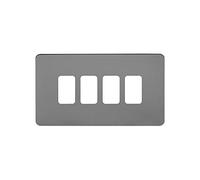 Soho Lighting Black Nickel Flat Plate 4 Gang Grid Switch Plate Screwless