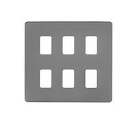 Soho Lighting Black Nickel Flat Plate 6 Gang Grid Switch Plate Screwless