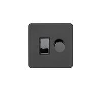 Soho Lighting Black Nickel Flat Plate Dimmer and Rocker Switch Combo Screwless (2 Way Switch & Trailing Dimmer)