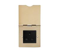 Soho Lighting Brushed Brass 13 Amp Euromod Floor Outlet Plug Socket 1 Gang Black Insert - Ideal for Home, Offices, Hotels