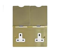 Soho Lighting Brushed Brass 13A 2 Gang Floor Socket Wht Ins
