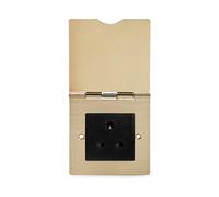 Soho Lighting Brushed Brass 5 Amp Euromod Floor Plug Socket 1 Gang Black Insert - Ideal for Home, Offices, Hotels