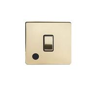 Soho Lighting Brushed Brass Gold 1 Gang 20A Double Pole Switch Flex Outlet Blk Ins Screwless