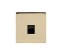 Soho Lighting Brushed Brass Gold 1 Gang Telephone Master Socket, BT Black Insert Screwless