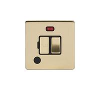 Soho Lighting Brushed Brass Gold 13A Switched Fuse Connection Unit Flex Outlet with Neon Black Insert Screwless