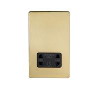 Soho Lighting Brushed Brass Gold Shaver Socket Dual Voltage 115/230v Black Insert Screwless - for Bathroom