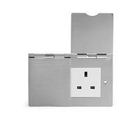 Soho Lighting Brushed Chrome 13 Amp 2 Gang Euromod Floor Outlet Plug Socket White Insert - Ideal for Homes, Offices, Hotels