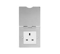 Soho Lighting Brushed Chrome 13 Amp Euromod Floor Outlet Plug Socket 1 Gang White Insert - Ideal for Homes, Offices, Hotels