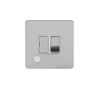 Soho Lighting Brushed Chrome Flat Plate 13A Switched Fuse Connection Unit Flex Outlet Wht Ins Screwless