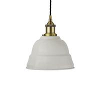 Soho Lighting Pale Grey Lincoln Painted Pendant Light with Matt Antique Brass Lamp Holder and Black Twisted Cable