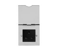 Soho Lighting Polished Chrome 13 Amp Euromod Floor Outlet Plug Socket 1 Gang Black Insert - Ideal for Home, Offices, Hotels