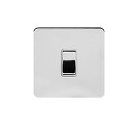 Soho Lighting Polished Chrome Flat Plate 1 Gang Intermediate Switch Wht Ins Screwless