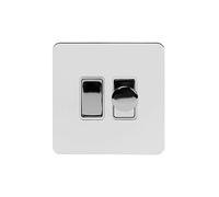 Soho Lighting Polished Chrome Flat Plate Dimmer and Rocker Switch Combo wht Ins Screwless (2 Way Switch & Trailing Dimmer)