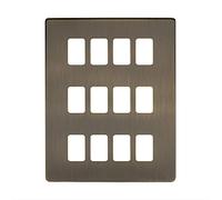 Soho Lighting Traditional Antique Brass 12 Gang Grid Plate