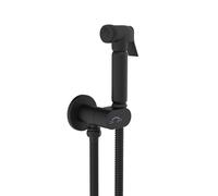 SOHO Matte Black Design Toilet / Bidet Shower Head - Complete Solid Brass Kit with Integrated Stop Valve, Wall Mount and Metal Hose 120cm - Cold Water Use