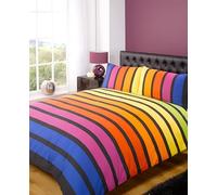 Soho Strip Polycotton Duvet Set With Pillowcase Rapport Home Multi Single