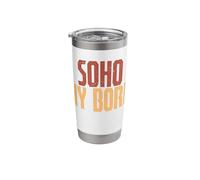 SoHo NY Born Tee Retro Block Lettering Distressed Women Men Stainless Steel Insulated Tumbler