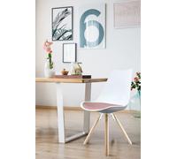 Soho Plastic Dining Chair with Pyramid Light Wood Legs Fusion Living Dusty Pink One Size