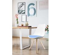Soho Plastic Dining Chair with Pyramid Light Wood Legs Fusion Living Light Blue One Size