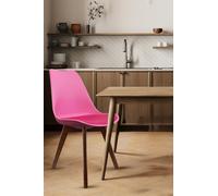Soho Plastic Dining Chair with Squared Dark Wood Legs Fusion Living Bright Pink One Size