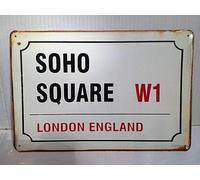 Soho Square London England Big Vintage Retro Metal Sign Home Bar Decor Outdoor Decoration Plaque 8X12 inch