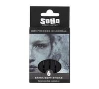 SoHo Urban Artist Compressed Charcoal - Drawing Charcoal for Artists, Students, Blending, Live Figure Drawing, & More! - [Black - 6 Pack]