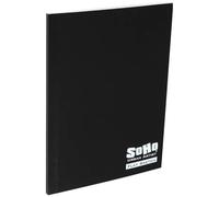 Soho Urban Artist Tape Bound Lay Flat Sketch Book, Black Cover, 6x8 30 Sheets, Smooth Mixed Media Sketchbook, 71lb. (106 gsm) Paper Travel Art Journal, Customizable Soft Cover