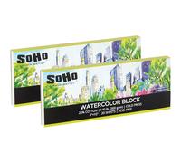 SoHo Urban Artist Watercolor Block 4x10-2 Pack - 140lb 40 Sheets Total Cold Press, Professional, Sustainable, Acid-Free