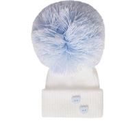 SOHOBABY™ Baby Boy Single Pom Teddy Button White Blue Grey Newborn Hat (UK, Age, 0 Months, 3 Months, White/Blue)