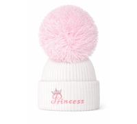 SOHOBABY™ British Made Princess Single Pom Super Soft White Pink Hat