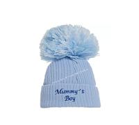SOHOBABY™ British Made Single Pom Baby Boy Embroidered Baby Hats (UK, Age, 3 Months, 6 Months, Blue (Mummys Boy))