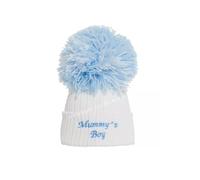 SOHOBABY™ British Made Single Pom Baby Boy Embroidered Baby Hats (UK, Age, 3 Months, 6 Months, White (Mummys Boy))