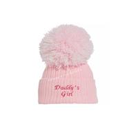 SOHOBABY™ British Made Single Pom Baby Girl Embroidered Baby Hats (UK, Age, 0 Months, 3 Months, Pink (Daddys Girl))