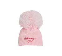 SOHOBABY™ British Made Single Pom Baby Girl Embroidered Baby Hats (UK, Age, 0 Months, 3 Months, Pink (Mummys Girl))
