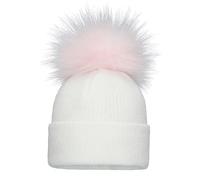 SOHOBABY™ British Made Soft Stretchy Single Pom Plain Baby Boy Baby Girl Hat (UK, Age, 3 Months, 6 Months, White/Pink)