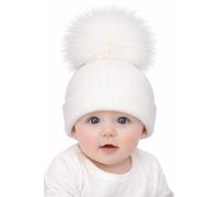 SOHOBABY™ British Made Soft Stretchy Single Pom Plain Baby Boy Baby Girl Hat (UK, Age, 6 Months, 18 Months, White)