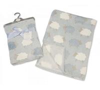 SOHOBABY Cozy Baby Blanket - Sheep Character lush & Warm Throw for Infant or Toddler, Ideal for Crib, Cot & Stroller | Unisex Baby Gift 75x100cm (Blue)