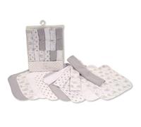 SOHOBABY Pack Of 12 Reusable Baby Girl Boy Cotton Rich Wash Cloths Towel Flannel Wipes (Grey)
